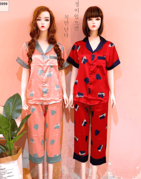 Đồ bộ nữ Pijama quần dài họa tiết trái tim size XL - DB3999