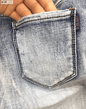 Tìm nơi sỉ quần jean nữ lưng thun wash bạc thêu logo
