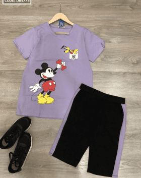 Xưởng sỉ set đồ bộ nữ quần lỡ in Mickey thun thái