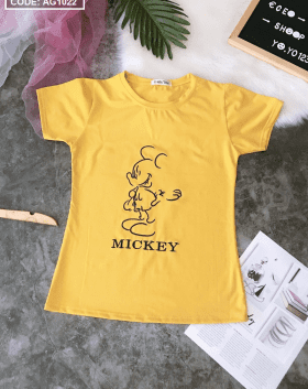 Kho hàng sỉ áo thun nữ cổ tròn thêu hình Mickey