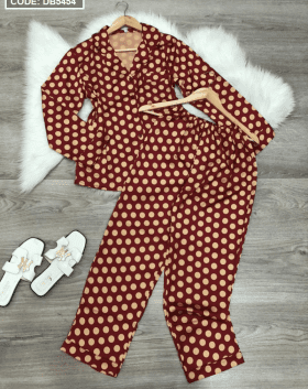 Đồ bộ nữ pijama tay dài quần dài họa tiết chất latin
