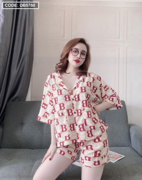 Set đồ bộ nữ pijama quần đùi vải lụa - DB5750
