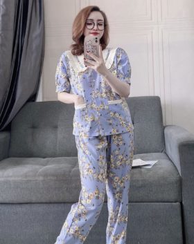 Đồ bộ nữ Pijama tay ngắn quần dài vải lụa - DB5752