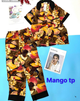 Đồ bộ nữ pijama tay ngắn quần dài chất mango - DB080