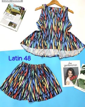 Đồ bộ nữ quần đùi vải latin - DB0456