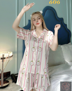 Set bộ nữ pijama tay ngắn quần đùi latin xịn - DB0585
