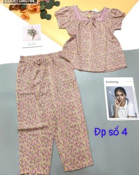 Đồ bộ nữ áo hoa quần dài vải mango - DB0764