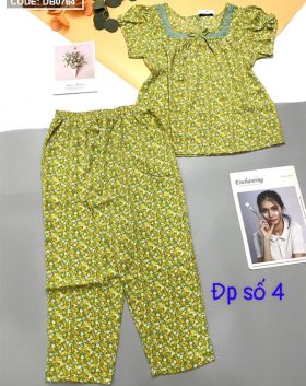 Đồ bộ nữ áo hoa quần dài vải mango - DB0764