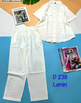 Bộ nữ mặc nhà quần dài túi nhỏ cổ ren kiểu - DBO454
