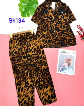 Đồ bộ pijama nữ quần dài áo phối túi hai bên - DBO634