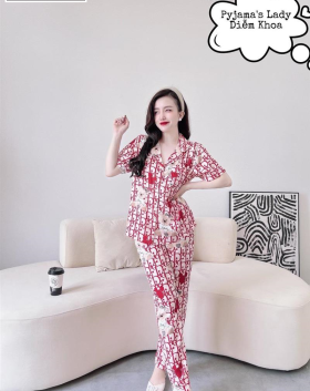 Đồ bộ pijama nữ tay ngắn quần dài in hình - DBO839
