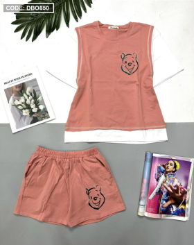 Đồ bộ thun nữ quần đùi in hình gấu pooh - DBO850