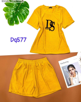Đồ bộ đùi nữ mặc nhà áo thêu chữ DS - DBO1099