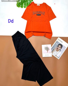 Đồ bộ thun nữ quần dài suông áo thuê chữ - DBO1104