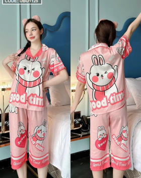 Đồ bộ mặc nhà siêu mát pijama quần lửng in hình - DBO1125