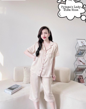 Đồ bộ nữ pijama tay ngắn quần lỡ mặc nhà màu trơn - DBO1136