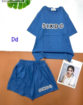 Đồ bộ thun nữ quần đùi in chữ sixdo - DBO1157