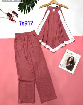 Đồ bộ nữ quần dài áo cổ yếm - DBO1172