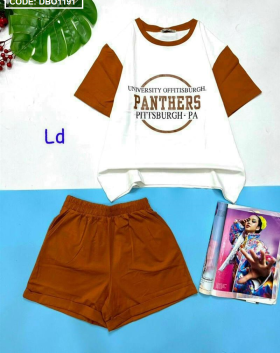 Đồ bộ thun đùi nữ in hình chữ Panthers - DBO1191