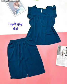 Đồ bộ nữ mặc nhà quần lửng viền cánh tiên form rộng - DBO1228