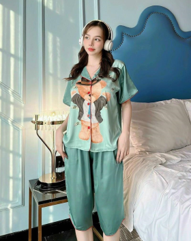 Đồ bộ pijama lửng tay ngắn in hình cute siêu mát - DBO1306
