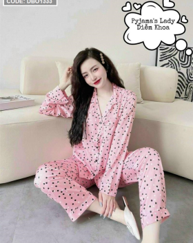 Đồ bộ pijama tay dài siêu mát quần dài họa tiết - DBO1333