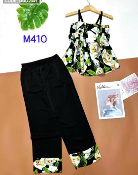 Đồ bộ quần dài áo dây họa tiết hoa - DBO2041