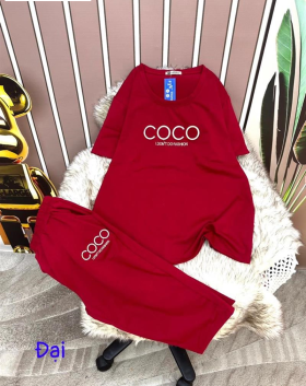 Đồ bộ quần lửng áo tay ngắn in chữ coco form rộng - DBO2271