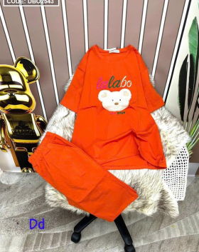 Đồ bộ quần lửng áo tay ngắn in hình đầu gấu trắng - DBO2543