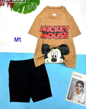 Đồ bộ quần ngố đen áo tay ngắn in hình chuột mickey - DBO3139