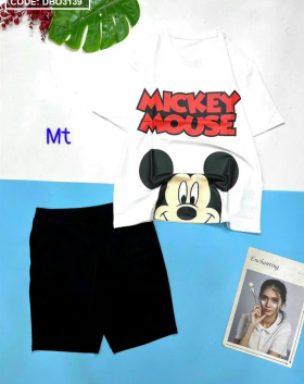 Đồ bộ quần ngố đen áo tay ngắn in hình chuột mickey - DBO3139
