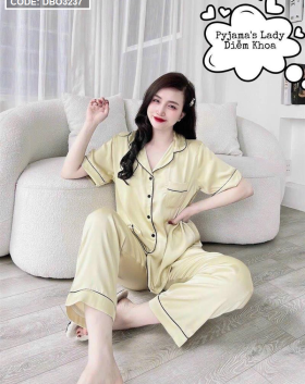 Đồ bộ pijama quần dài áo tay ngắn màu trơn - DBO3237