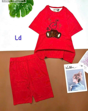 Đồ bộ quần lửng áo tay ngắn in hình gấu - DBO3371