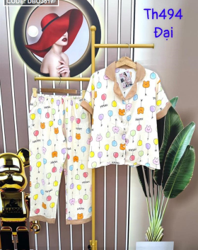 Đồ bộ quần dài pijama áo tay ngắn cổ bẻ form rộng - DBO3517