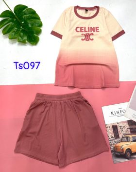Đồ bộ quần đùi áo tay ngắn in chữ CELINE - DBO4374