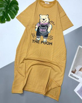Đầm form suông tay ngắn cổ tròn in hình gấu The Pooh - DBO4389