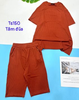 Đồ bộ vải tăm đũa quần lửng áo tay ngắn trơn - DBO4574