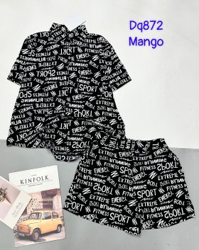 Đồ bộ mango quần đùi áo sơ mi in nhiều hoạ tiết - DBO4887