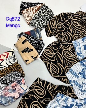Đồ bộ mango quần đùi áo sơ mi in nhiều hoạ tiết - DBO4887