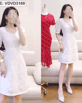 Đầm trắng ren dày mịn màu trắng