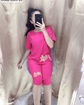 Các chợ sỉ đồ bộ nữ quần lỡ thêu chữ pinks